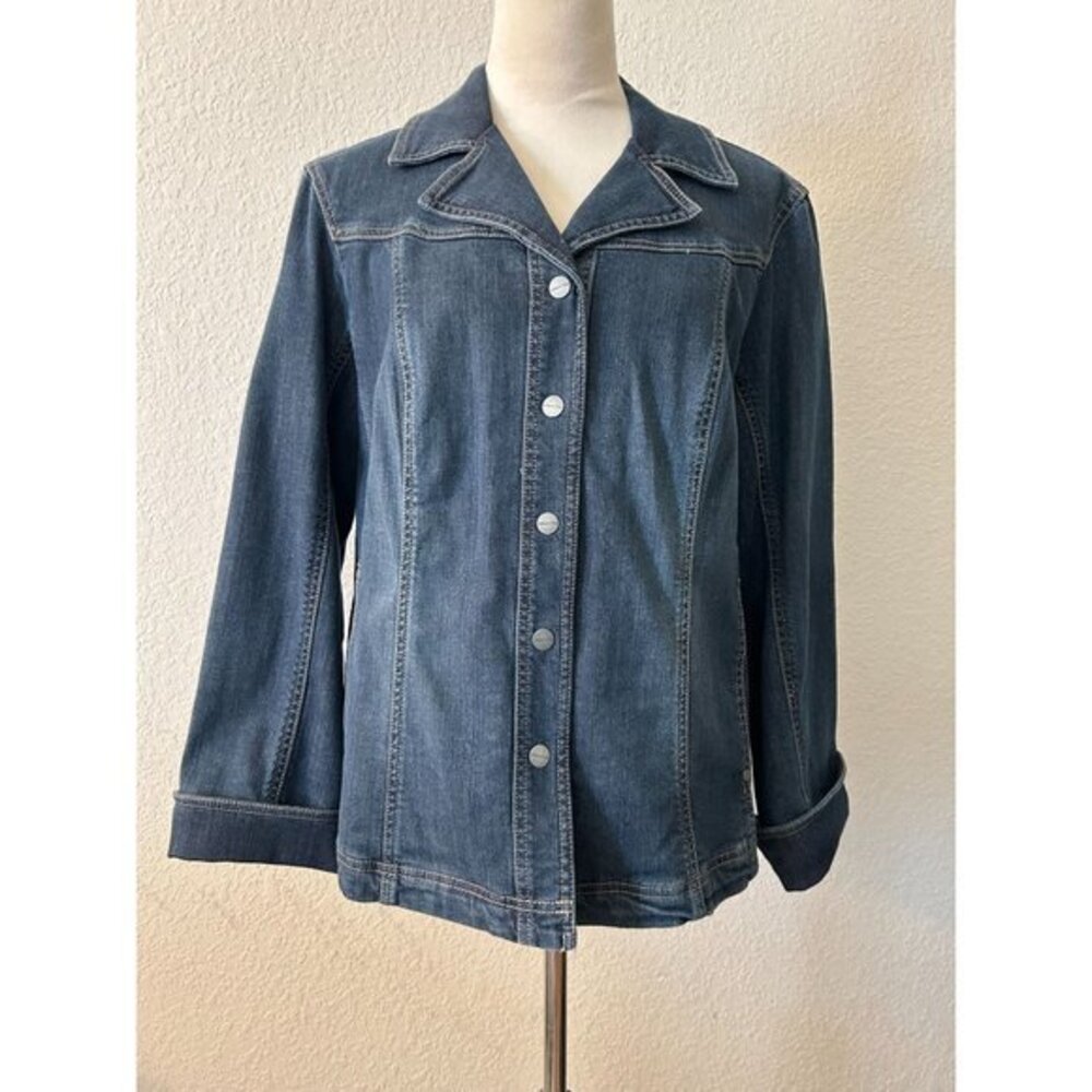 Women's Coldwater Creek Denim‎ Blue Collared Jean Jacket 3/4 Sleeves 18W